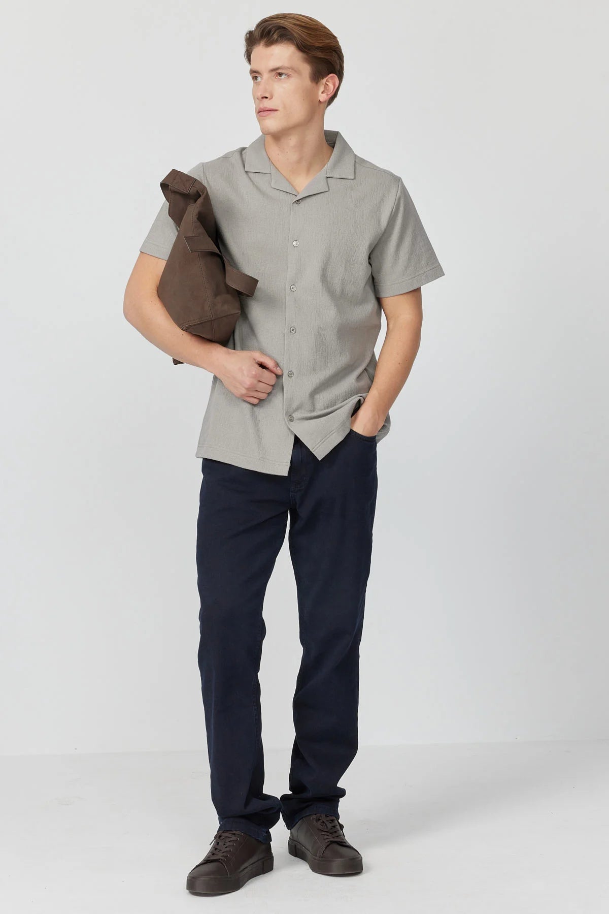 Men's Cuban Collar Short-Sleeve Shirt