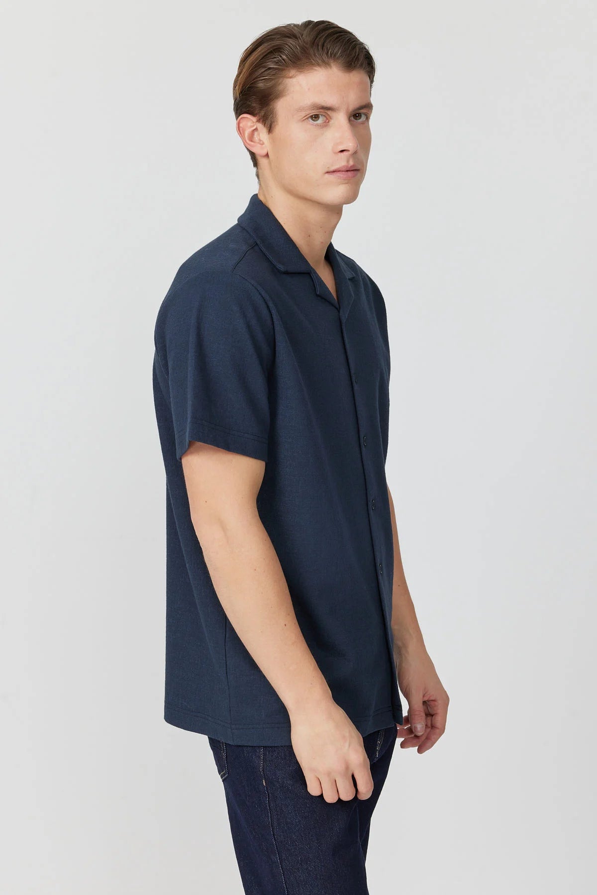 Men's Cuban Collar Short-Sleeve Shirt