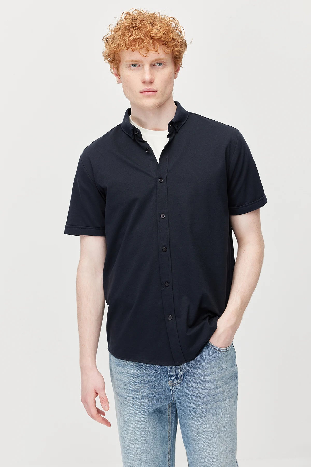 Men's Soft Textured Short-Sleeve Shirt