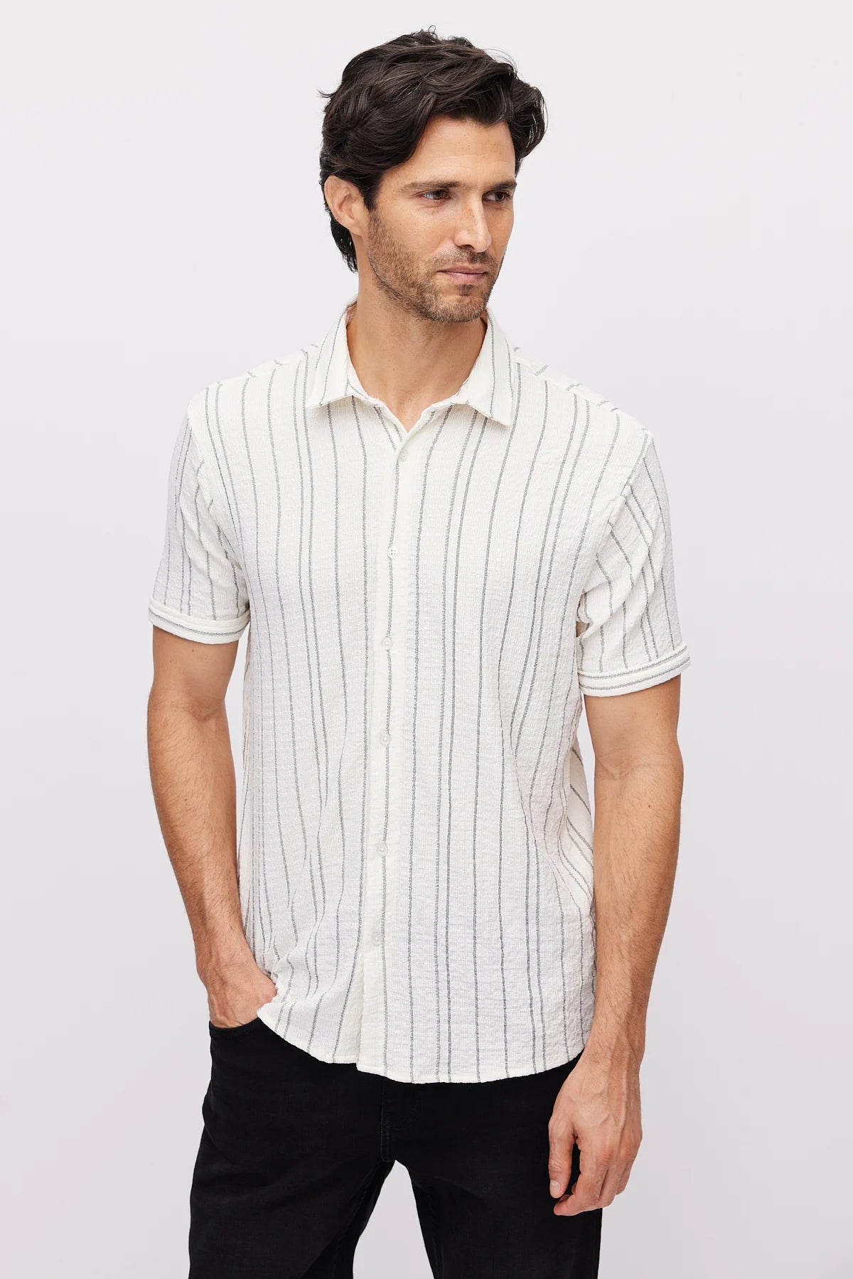 Men's Textured Striped Shirt