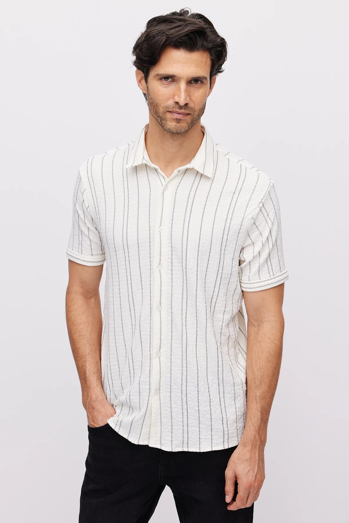 Men's Textured Striped Shirt