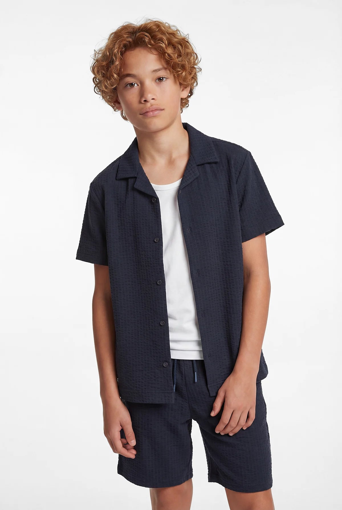 Boys' Textured Short Sleeved Shirt