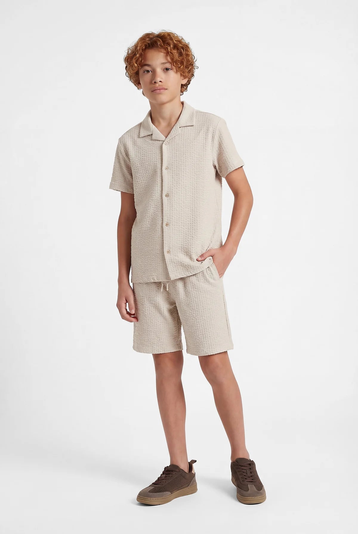 Boys' Textured Short Sleeved Shirt