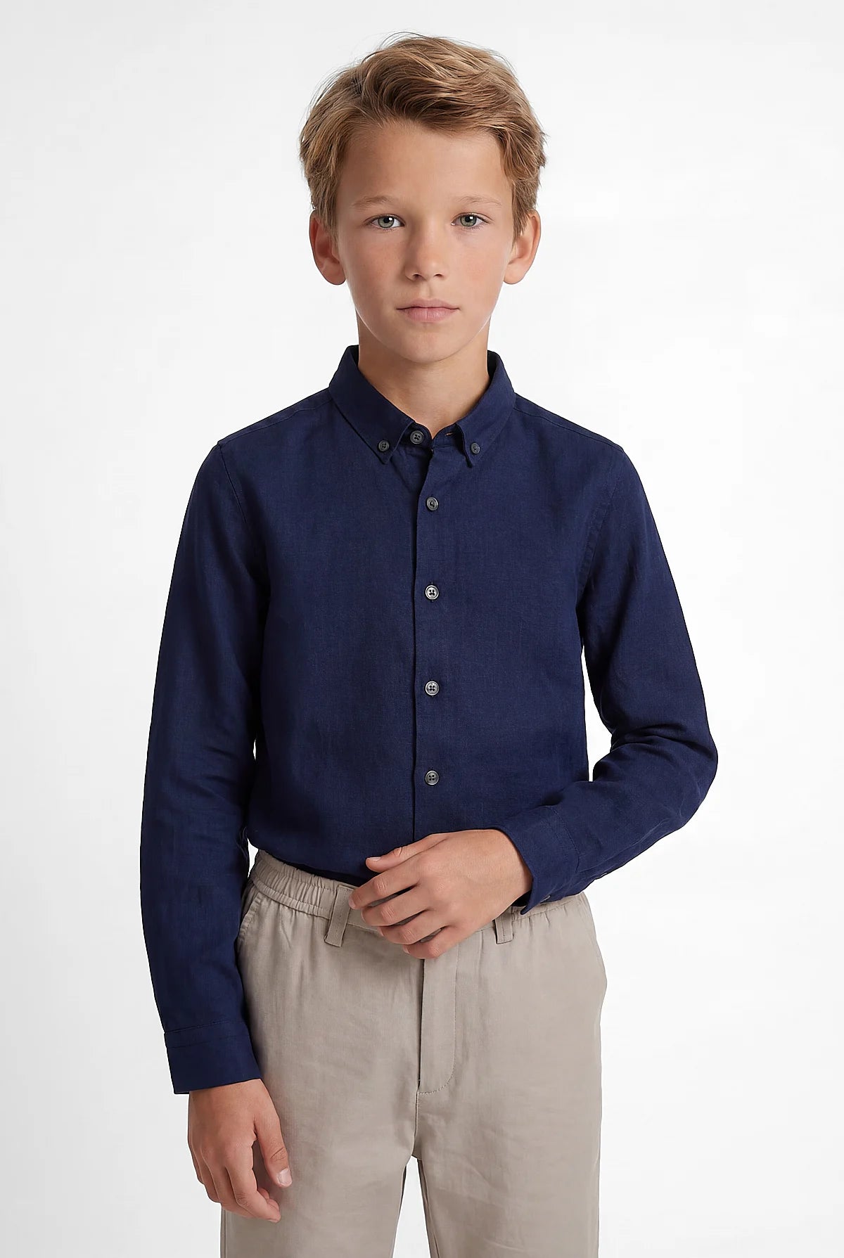 Boys' Linen Long-Sleeve Shirt