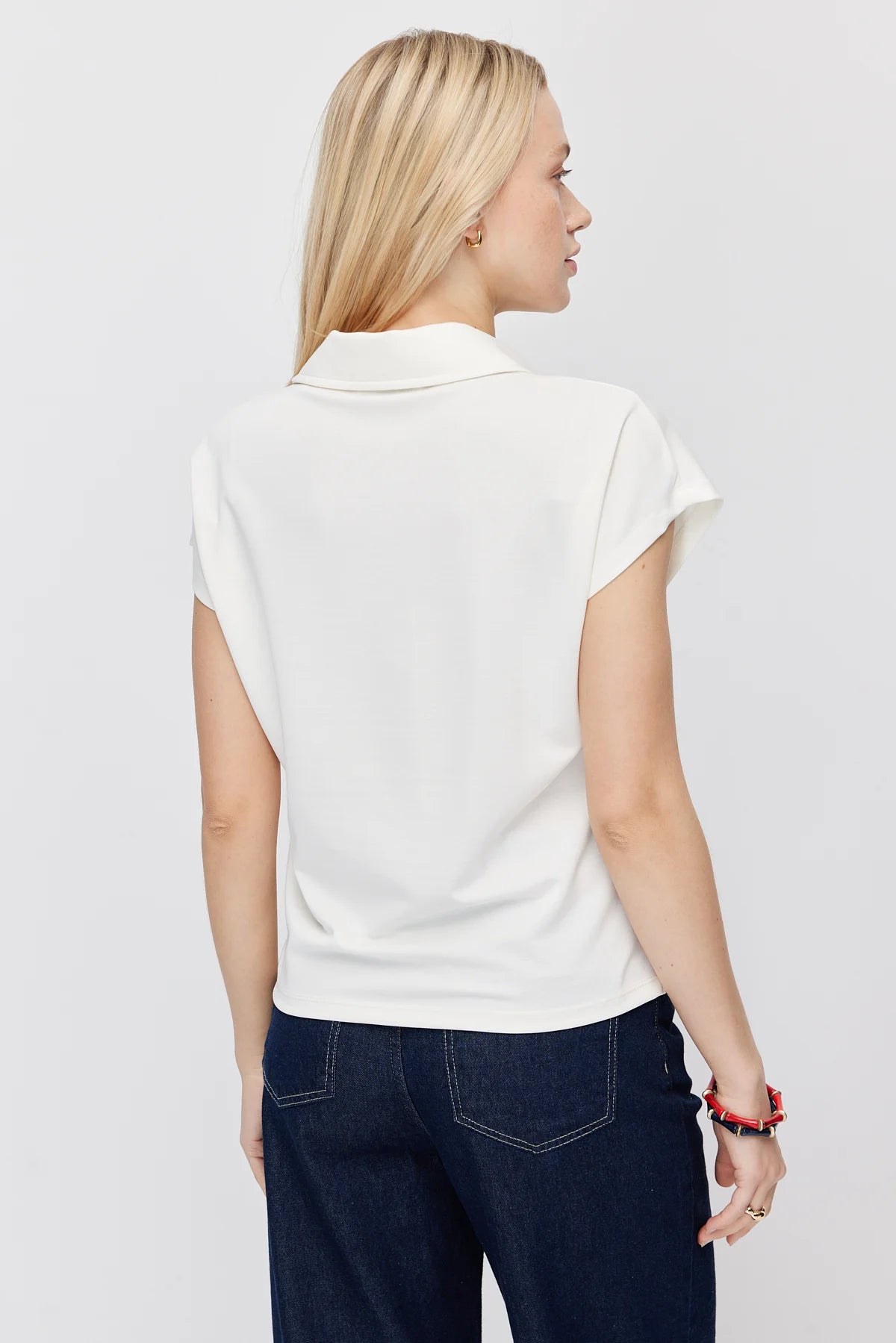 Women's Polo Collar V-Neck Short-Sleeve Blouse