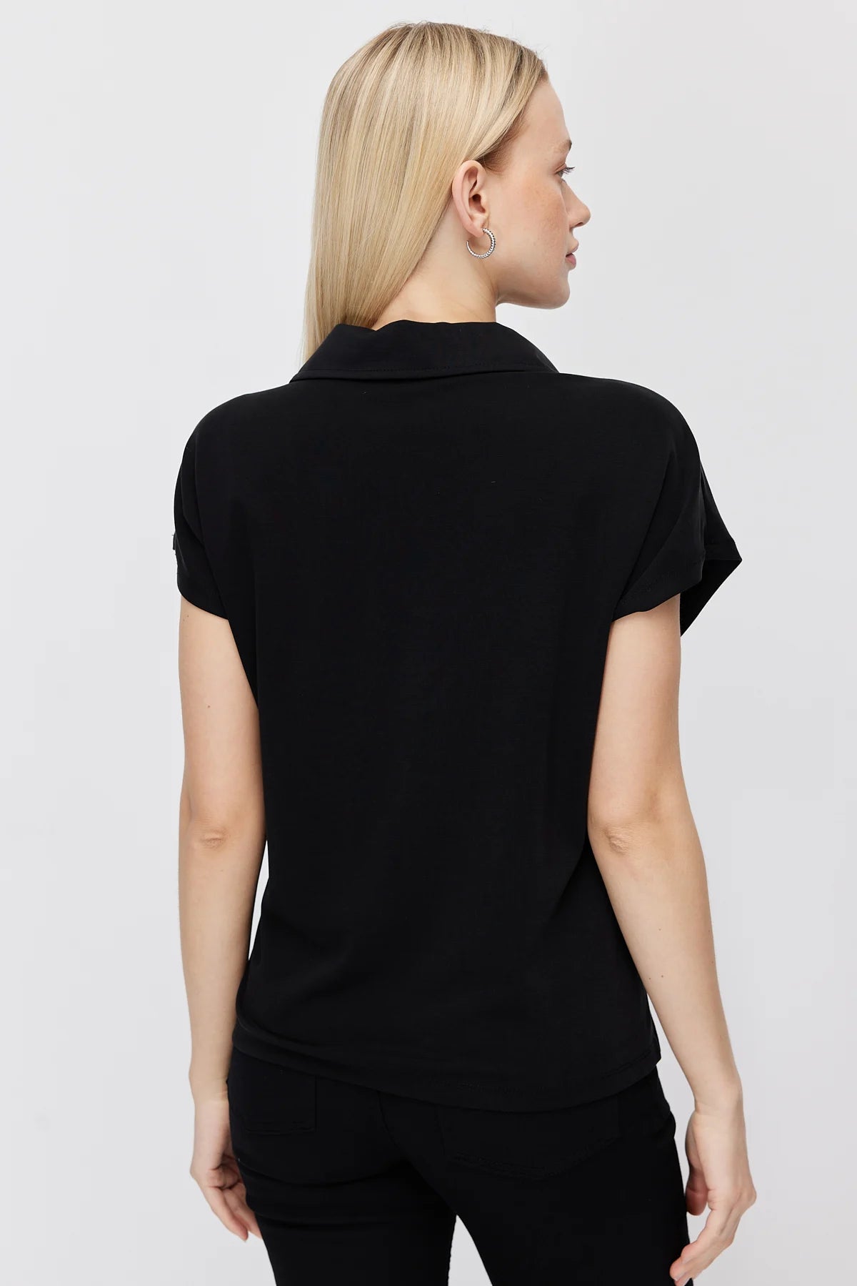 Women's Polo Collar V-Neck Short-Sleeve Blouse