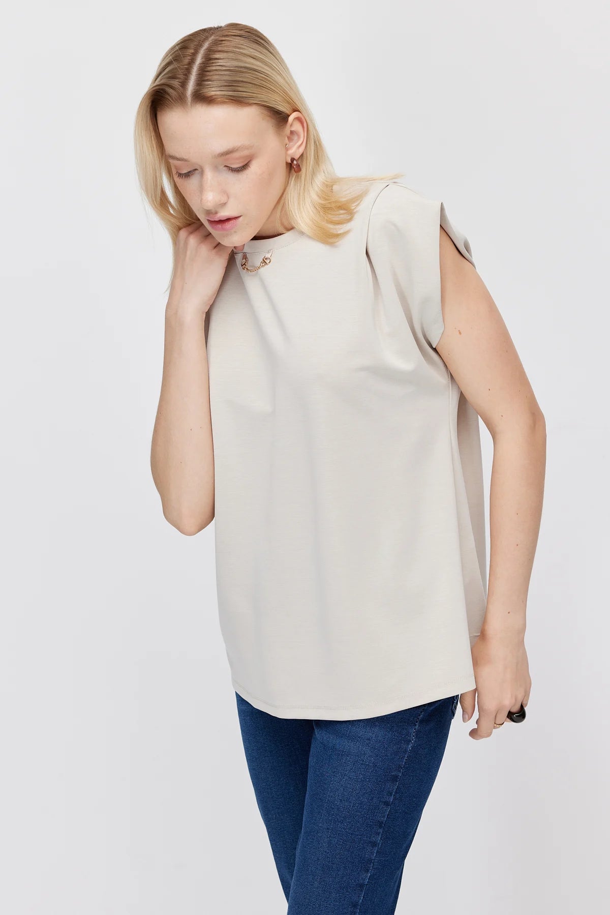 Women's Double-Sleeve T-Shirt with Chain Accessory