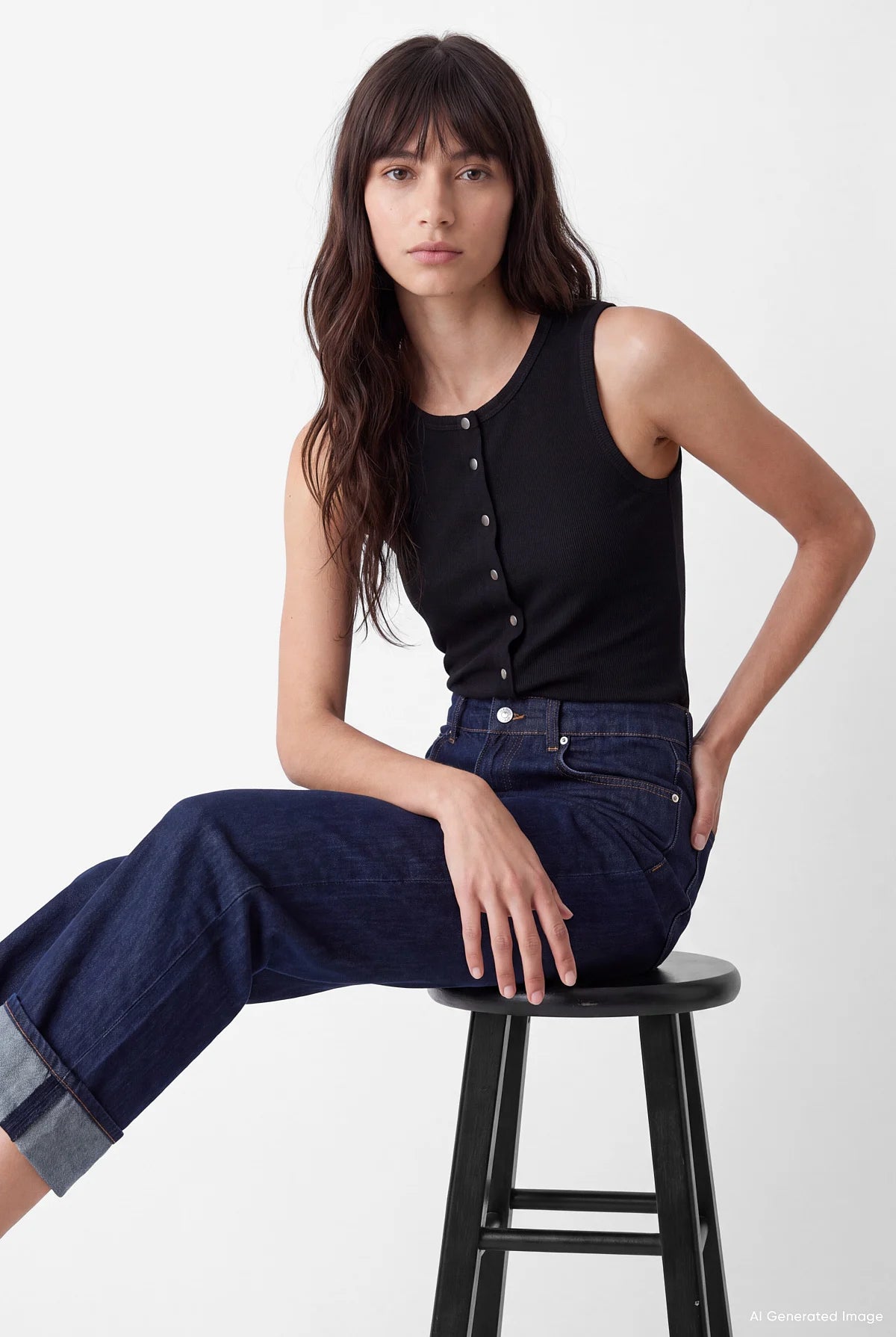 Women's Front Snap Sleeveless Blouse