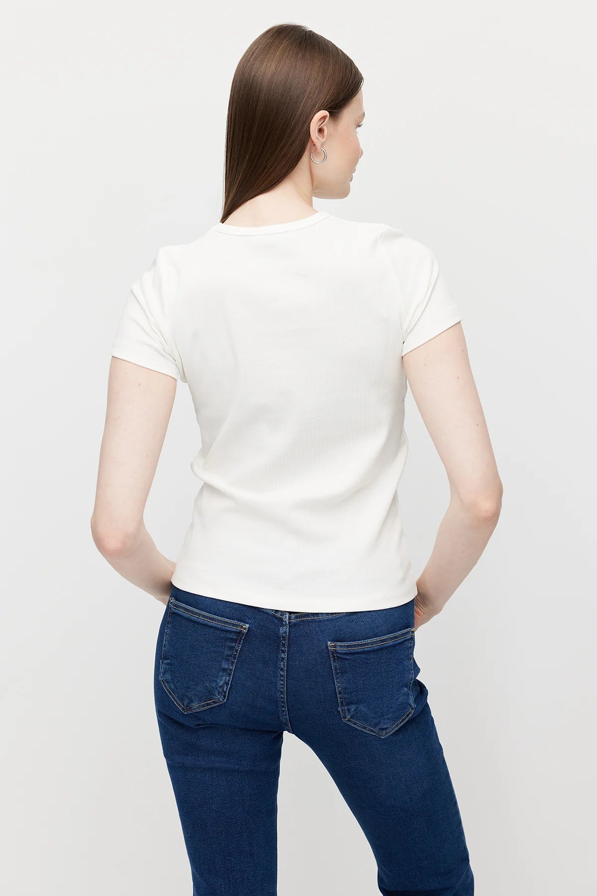 Women's Crew Neck Blouse with Rhinestones