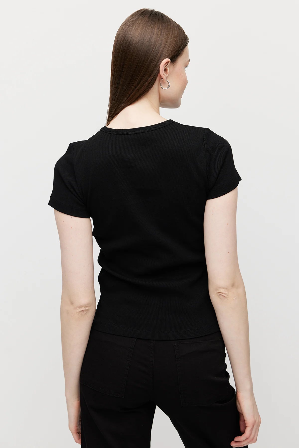 Women's Crew Neck Blouse with Rhinestones