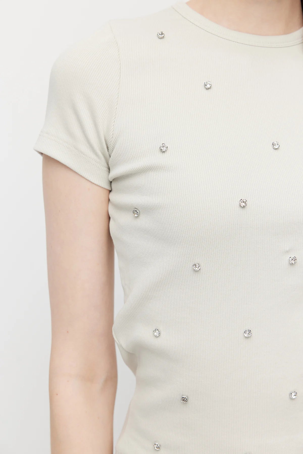Women's Crew Neck Blouse with Rhinestones