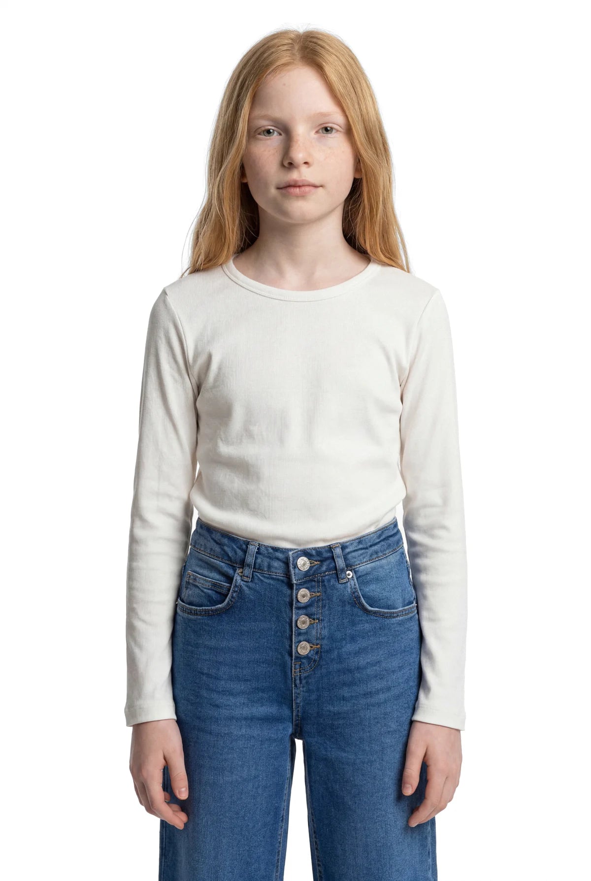 Girls' Ribbed Round Neck Blouse