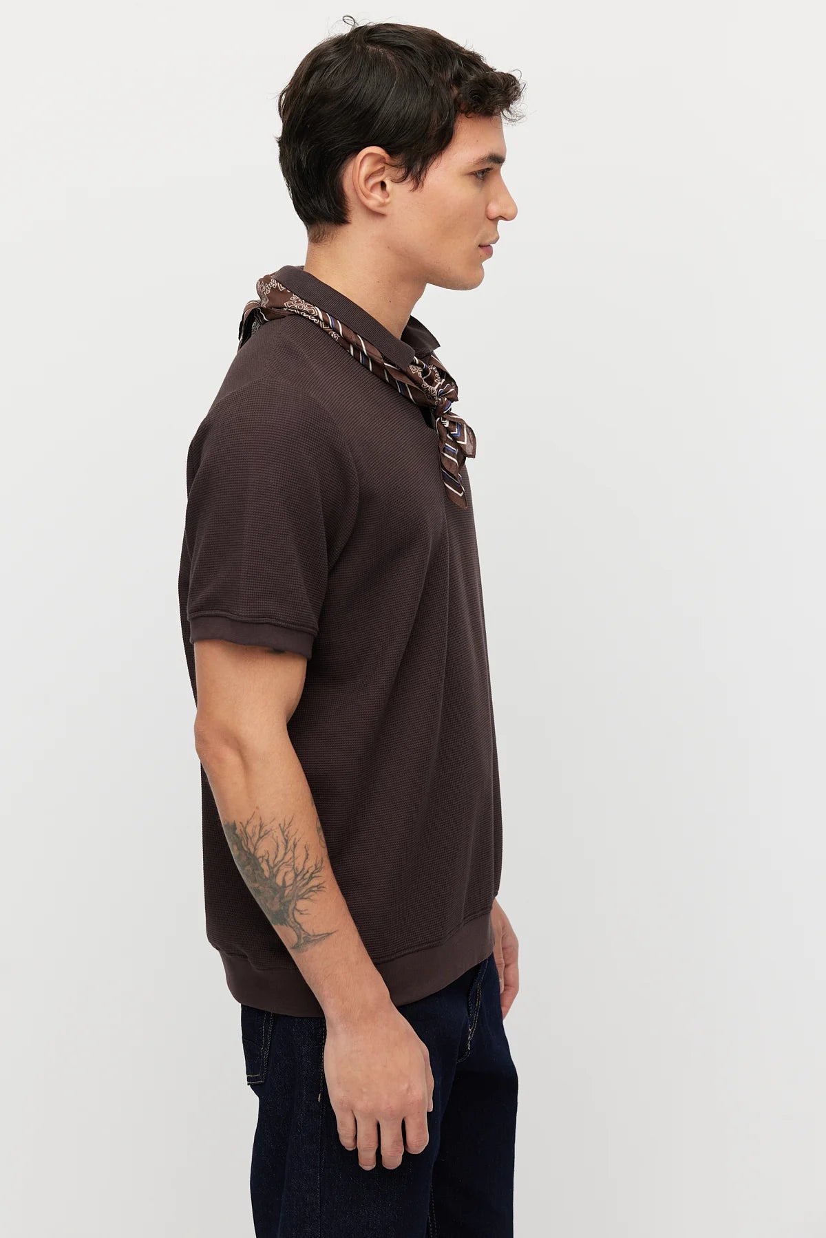Men's Textured Polo Collar T-shirt