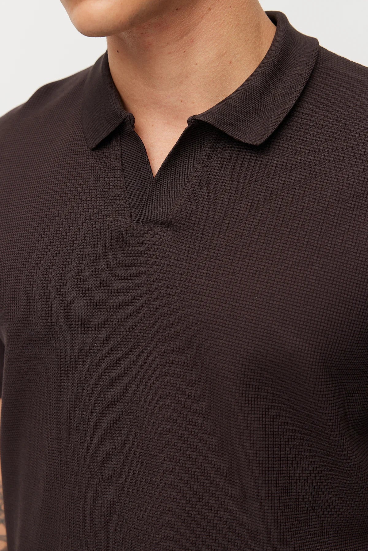 Men's Textured Polo Collar T-shirt