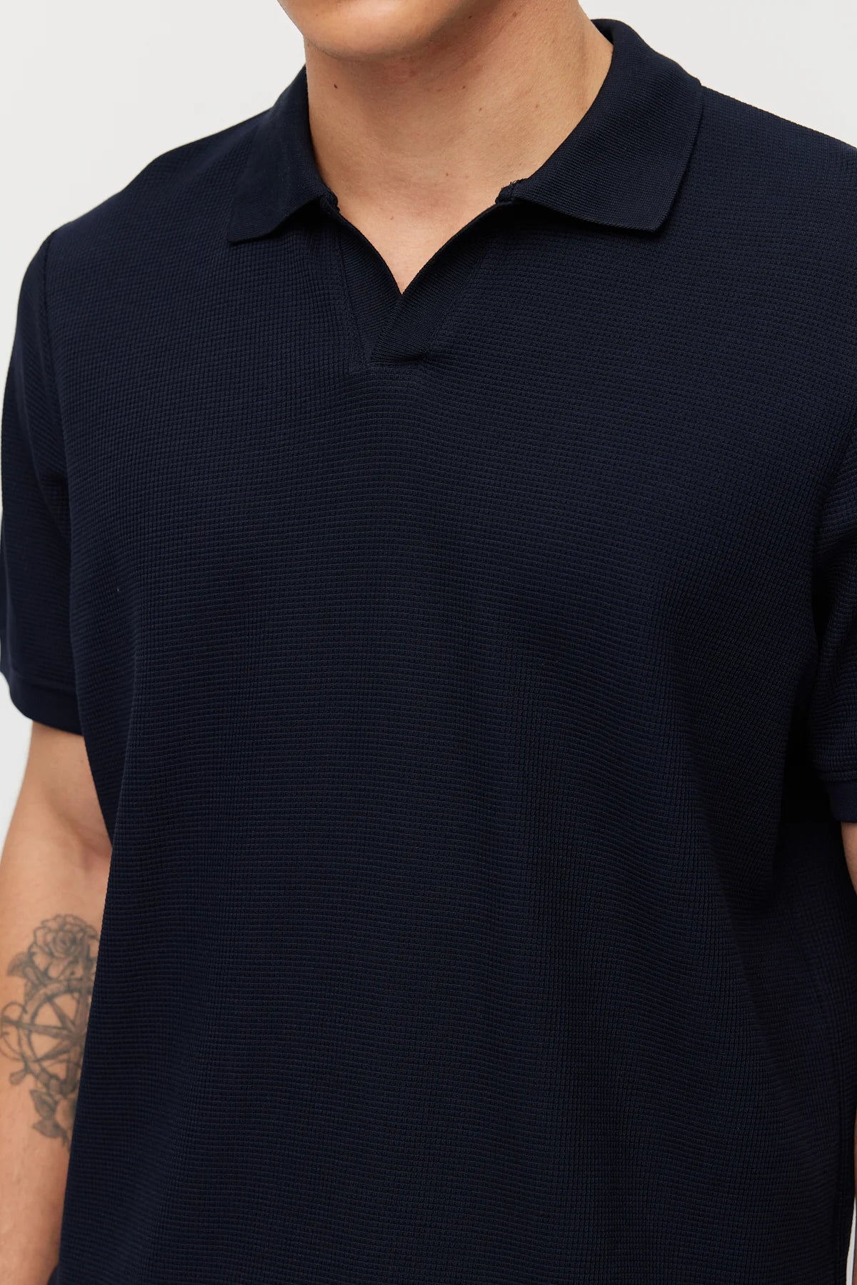 Men's Textured Polo Collar T-shirt