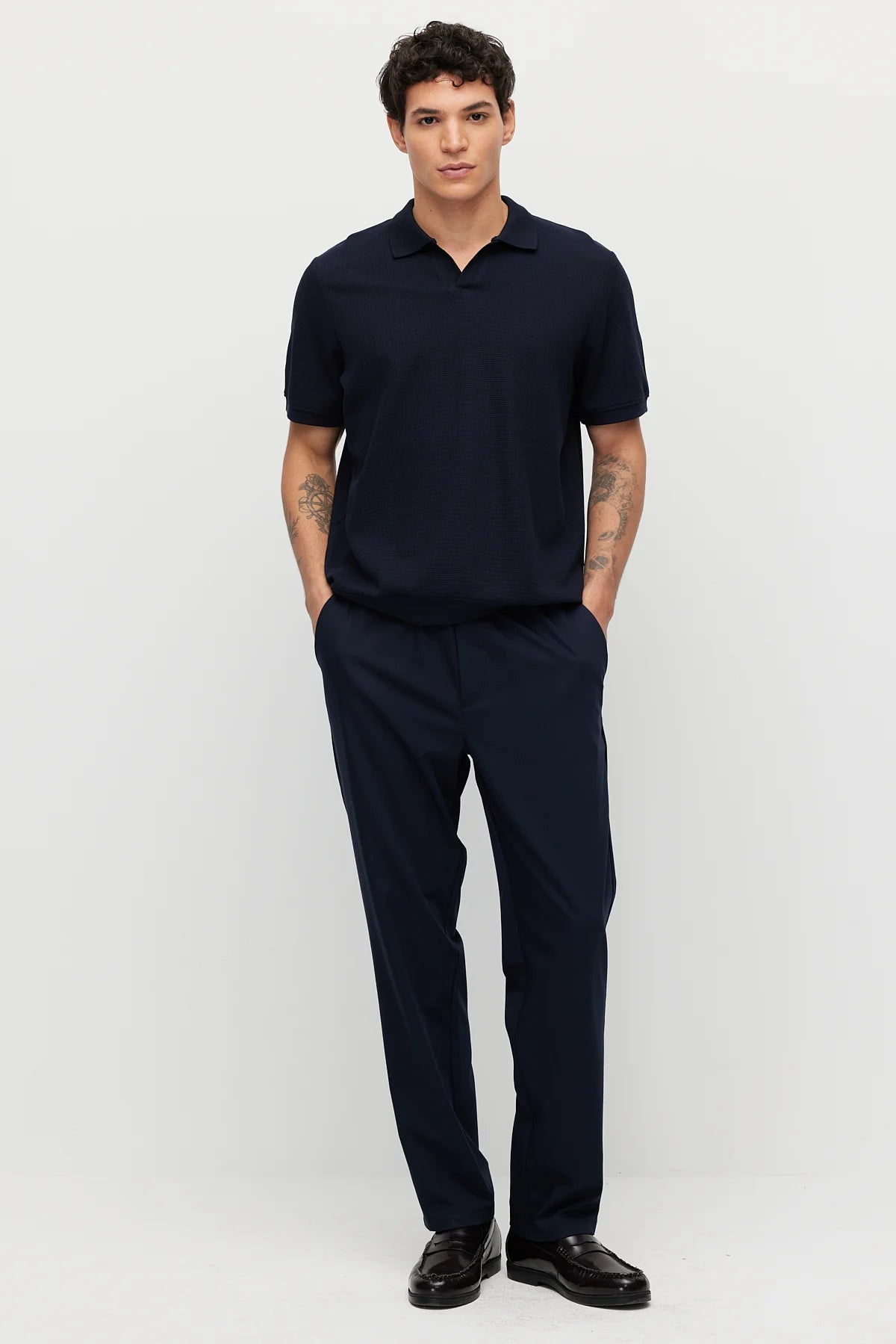Men's Textured Polo Collar T-shirt