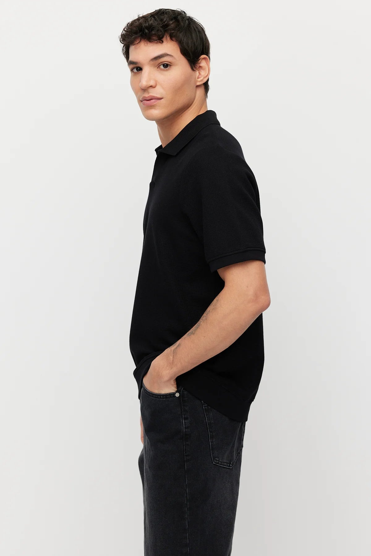 Men's Textured Polo Collar T-shirt