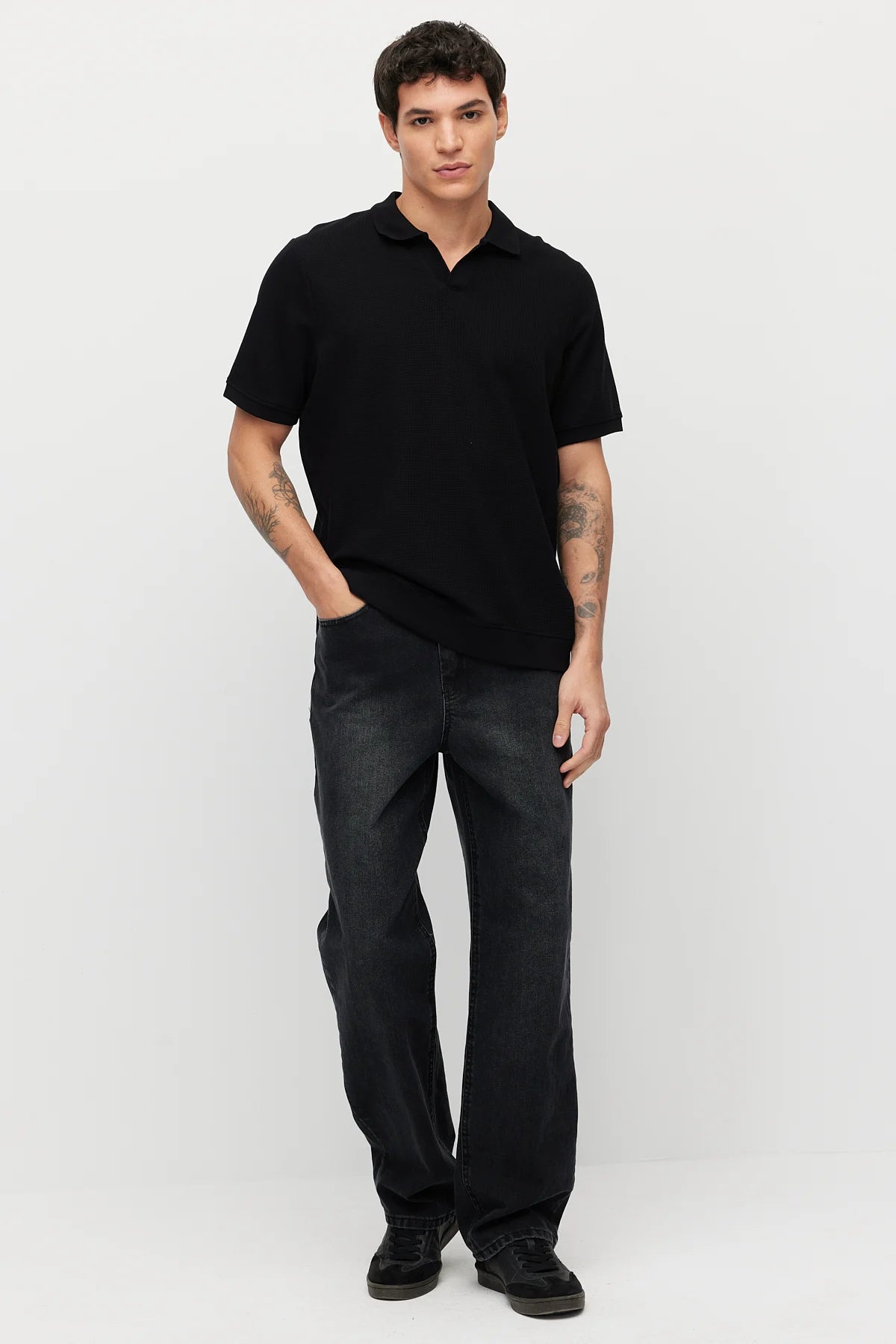 Men's Textured Polo Collar T-shirt