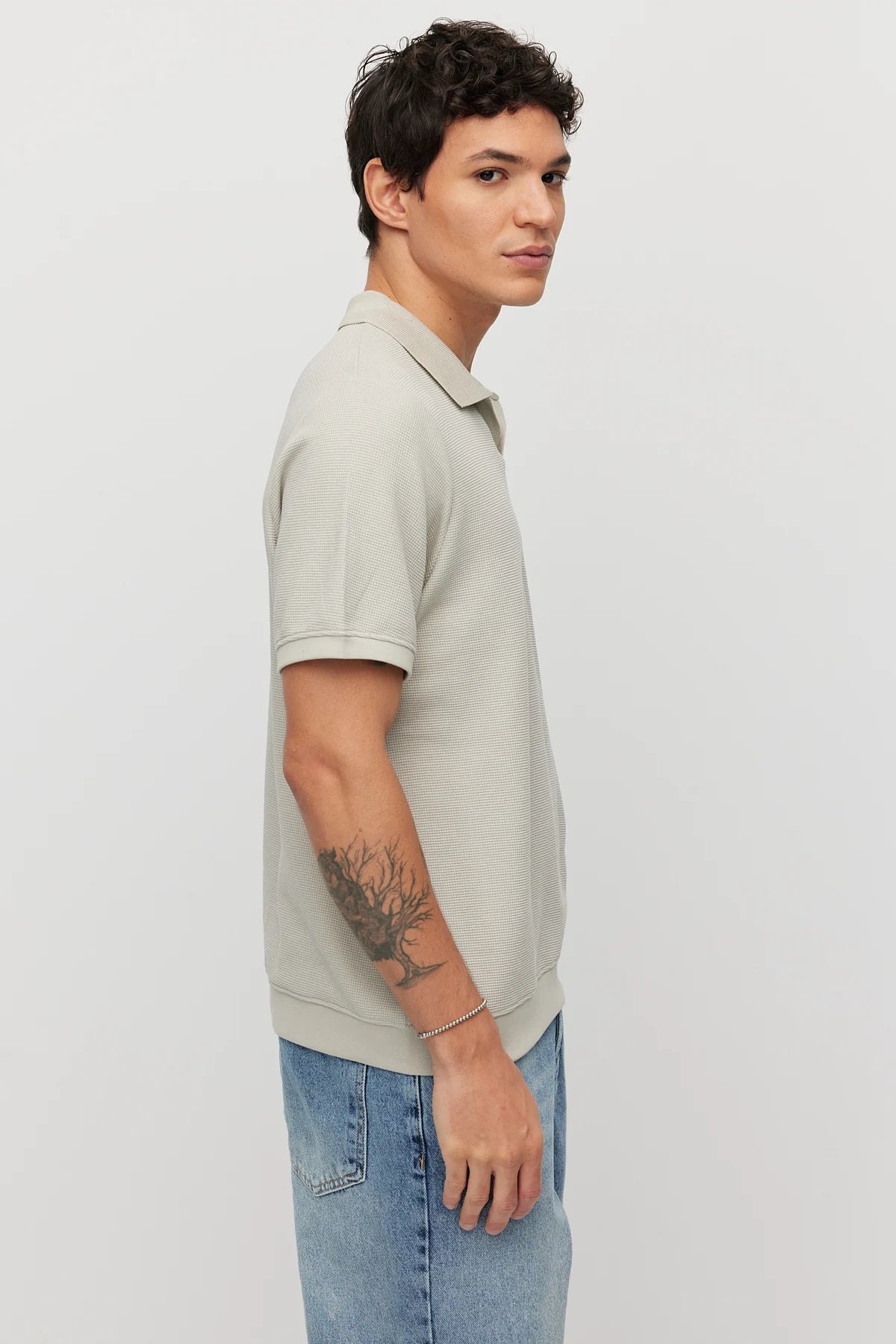 Men's Textured Polo Collar T-shirt