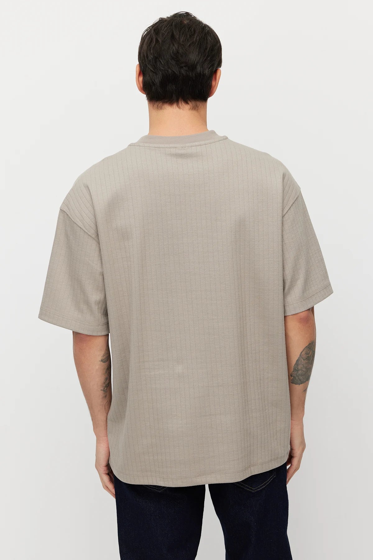 Men's Textured Crew Neck Oversize T-shirt