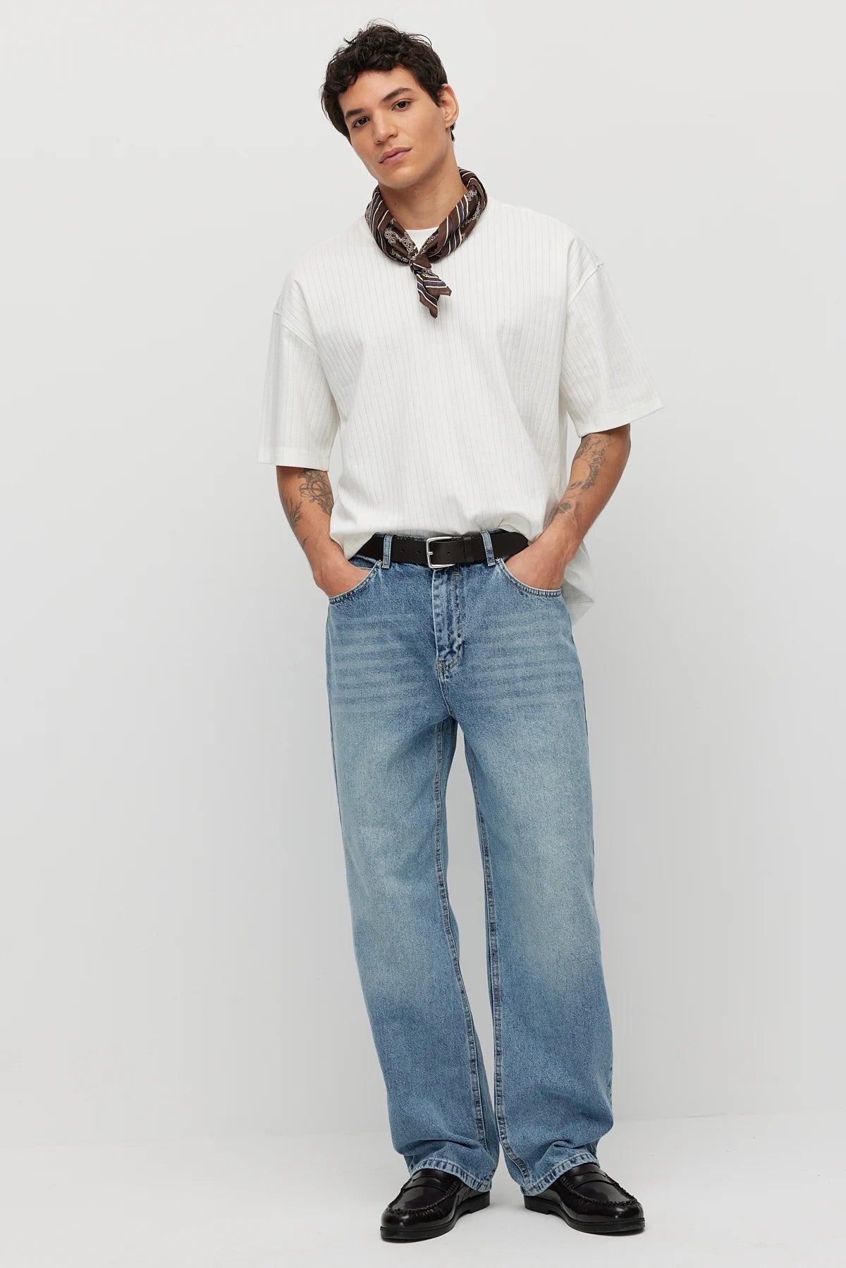 Men's Textured Crew Neck Oversize T-shirt
