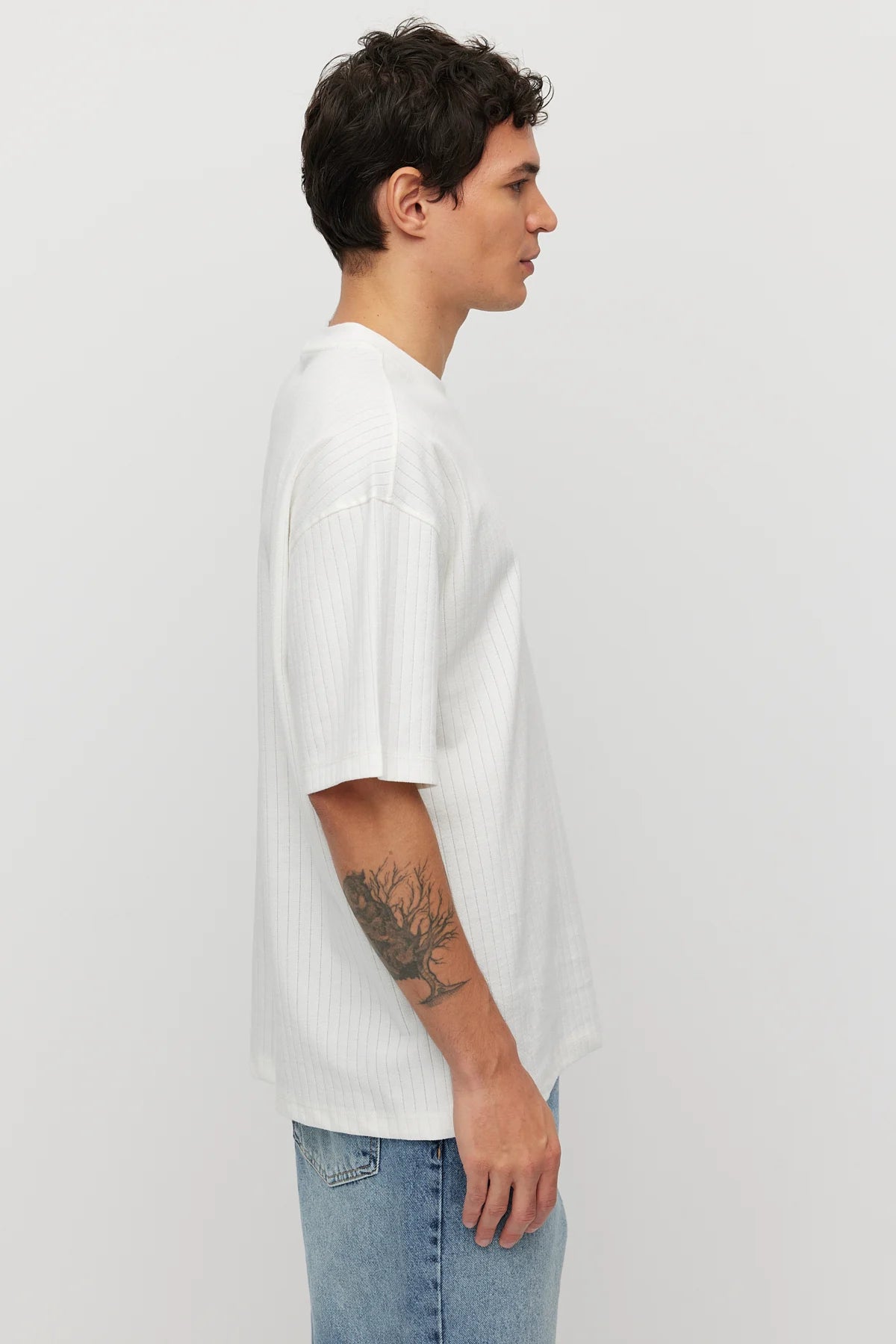 Men's Textured Crew Neck Oversize T-shirt