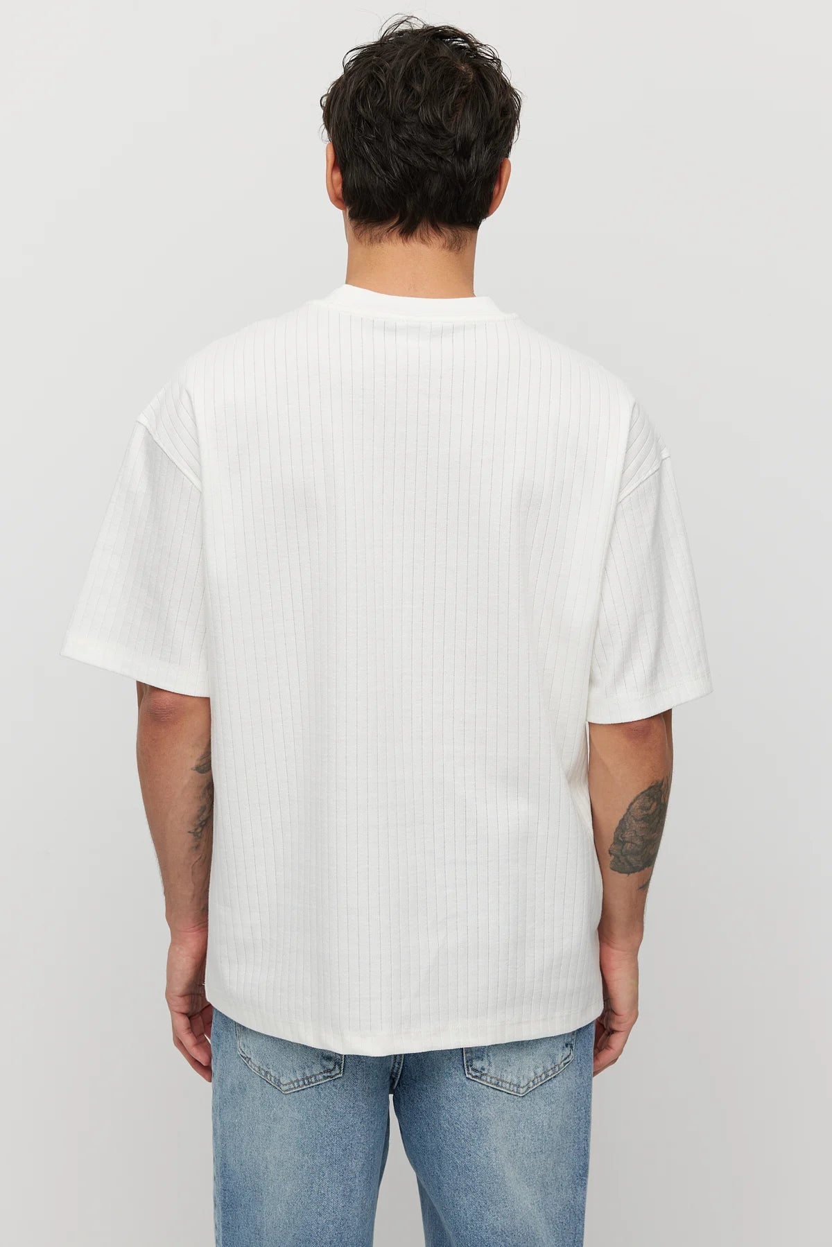 Men's Textured Crew Neck Oversize T-shirt
