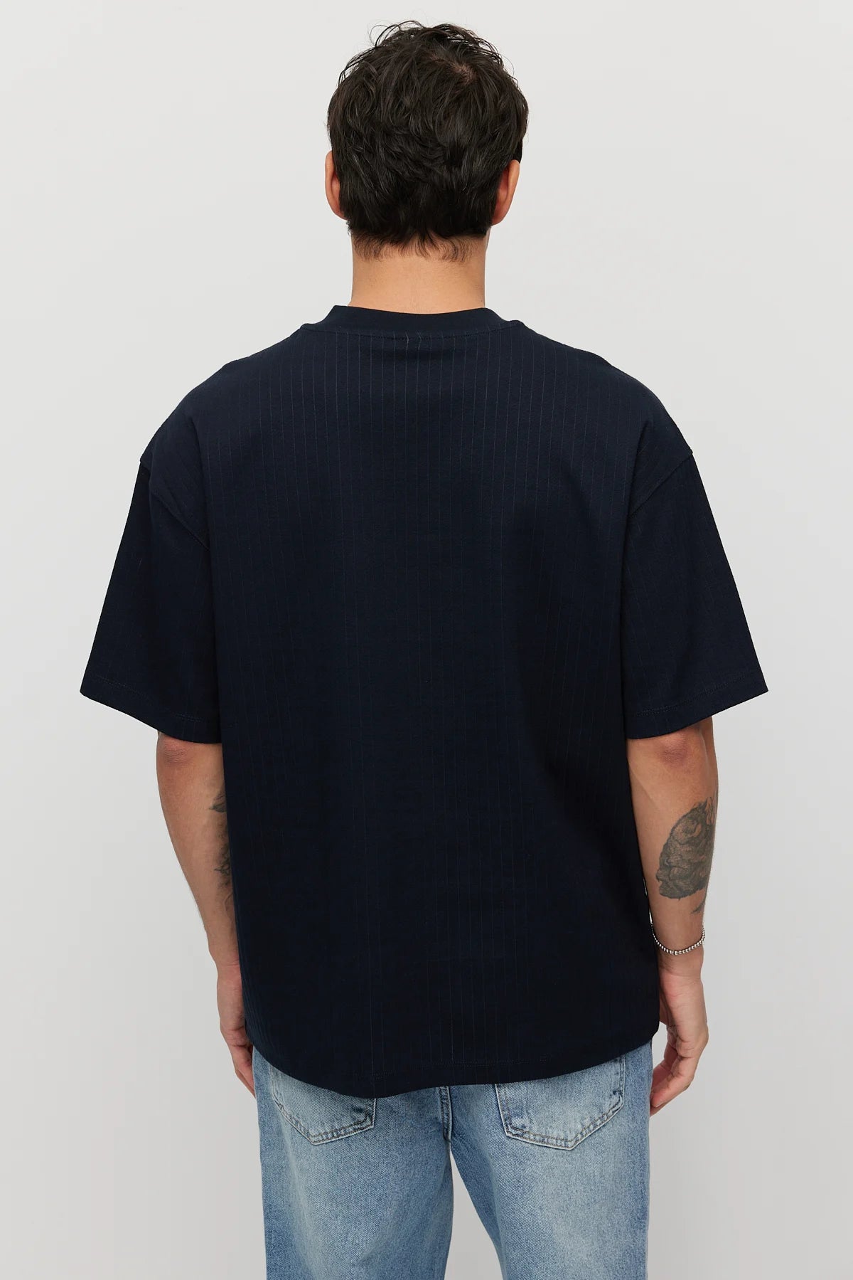 Men's Textured Crew Neck Oversize T-shirt