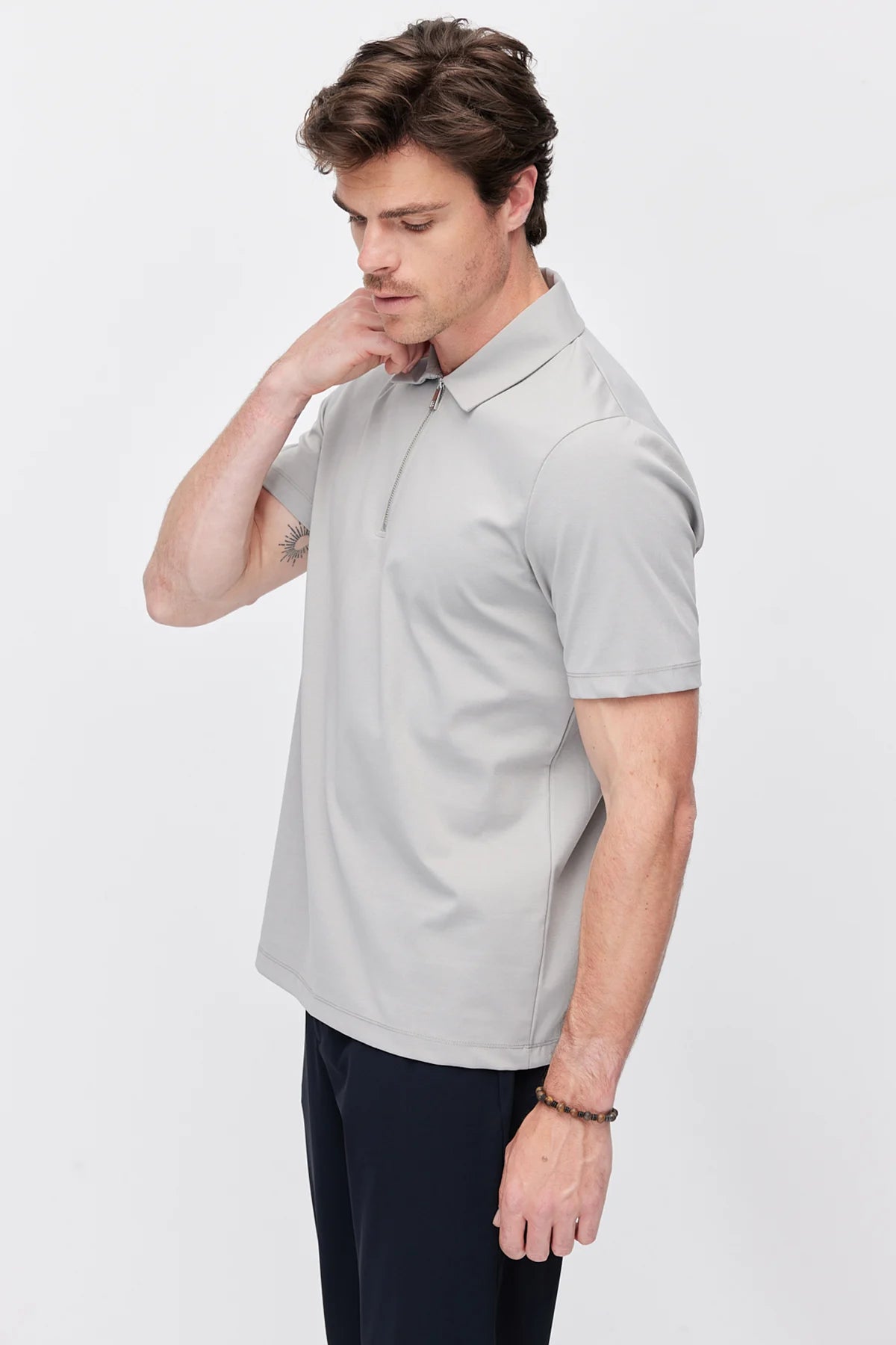 Men's Half-Zip Polo Collar T-shirt