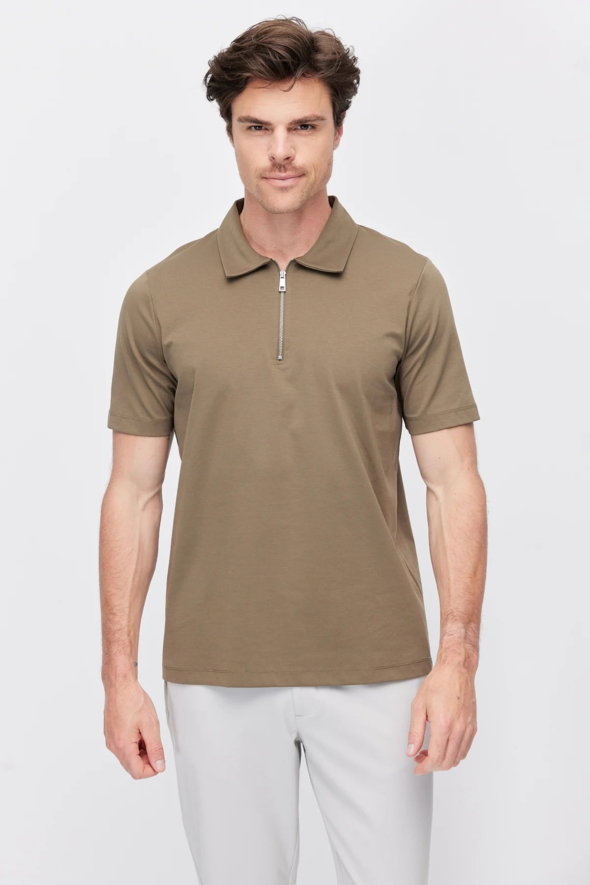 Men's Half-Zip Polo Collar T-shirt