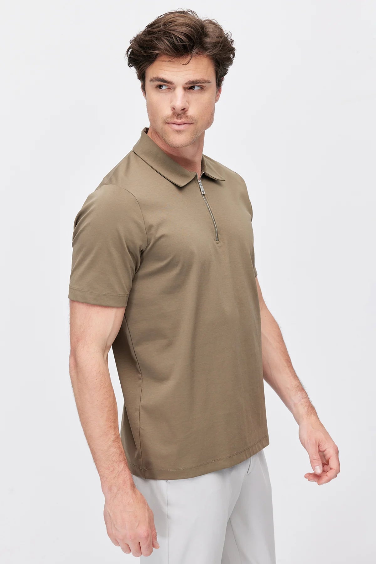 Men's Half-Zip Polo Collar T-shirt