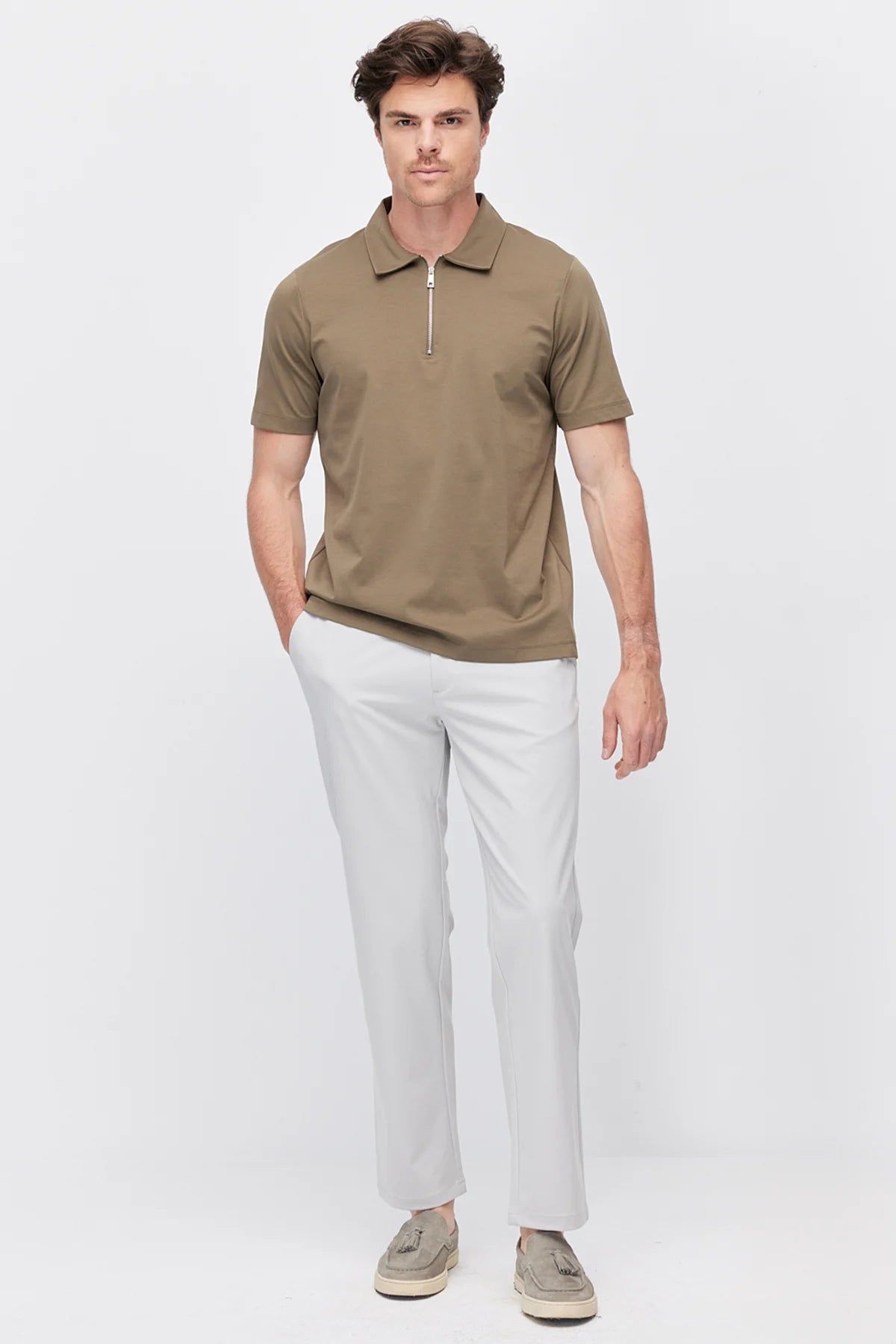 Men's Half-Zip Polo Collar T-shirt