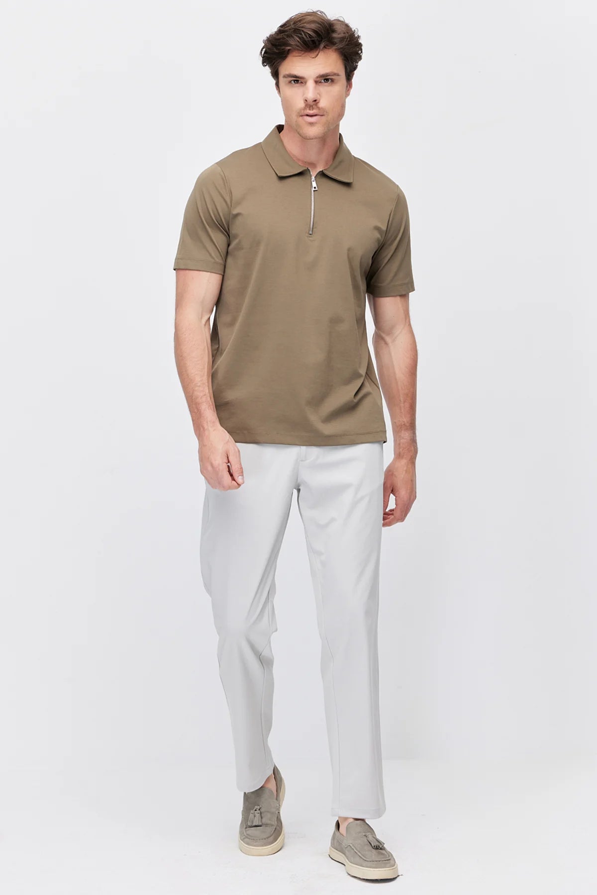 Men's Half-Zip Polo Collar T-shirt