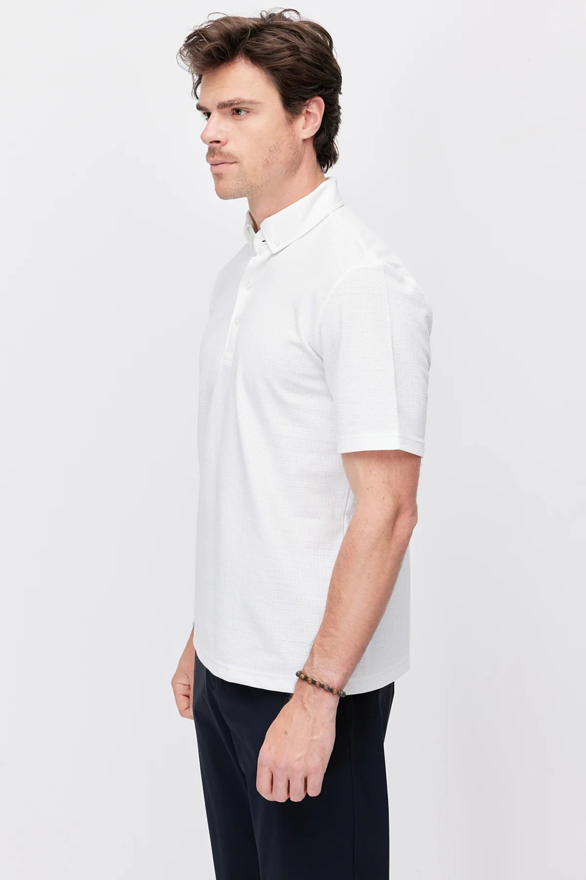Men's Textured Polo Collar T-Shirt
