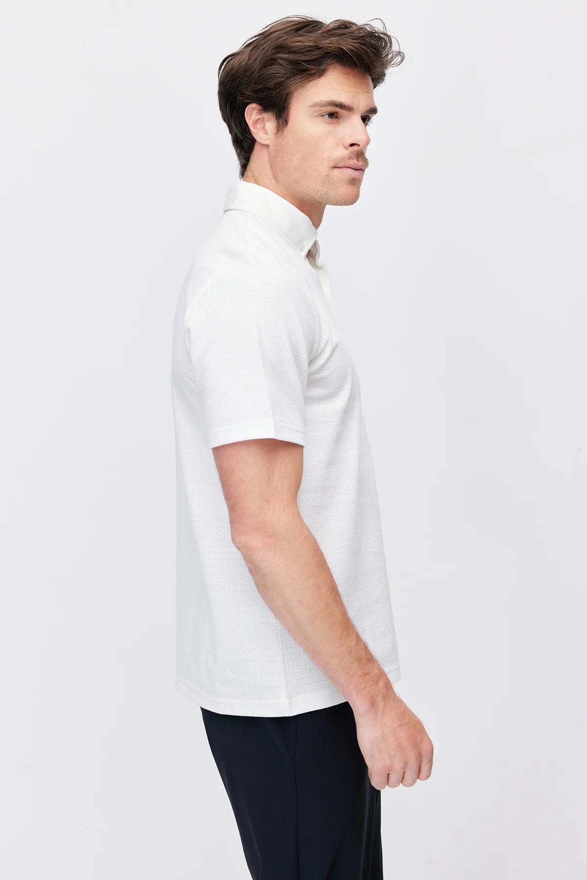 Men's Textured Polo Collar T-Shirt