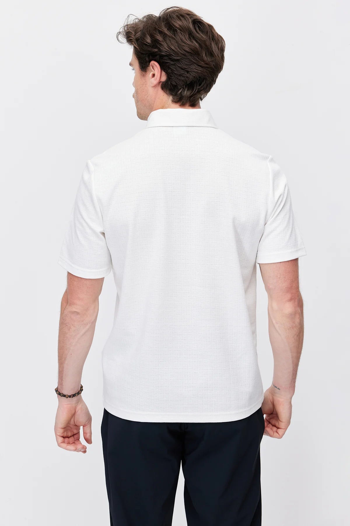 Men's Textured Polo Collar T-Shirt