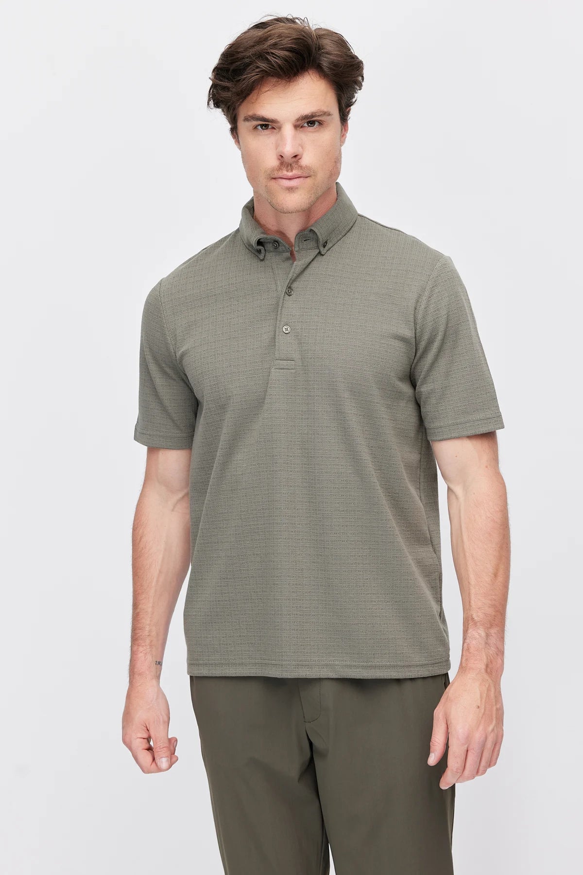 Men's Textured Polo Collar T-Shirt