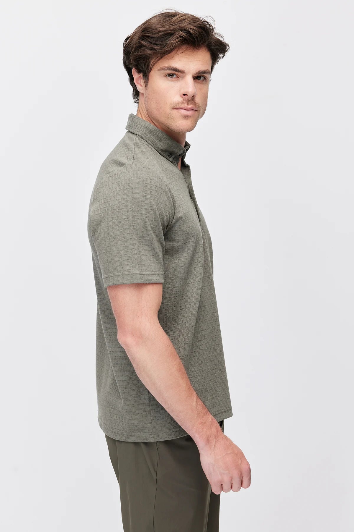 Men's Textured Polo Collar T-Shirt