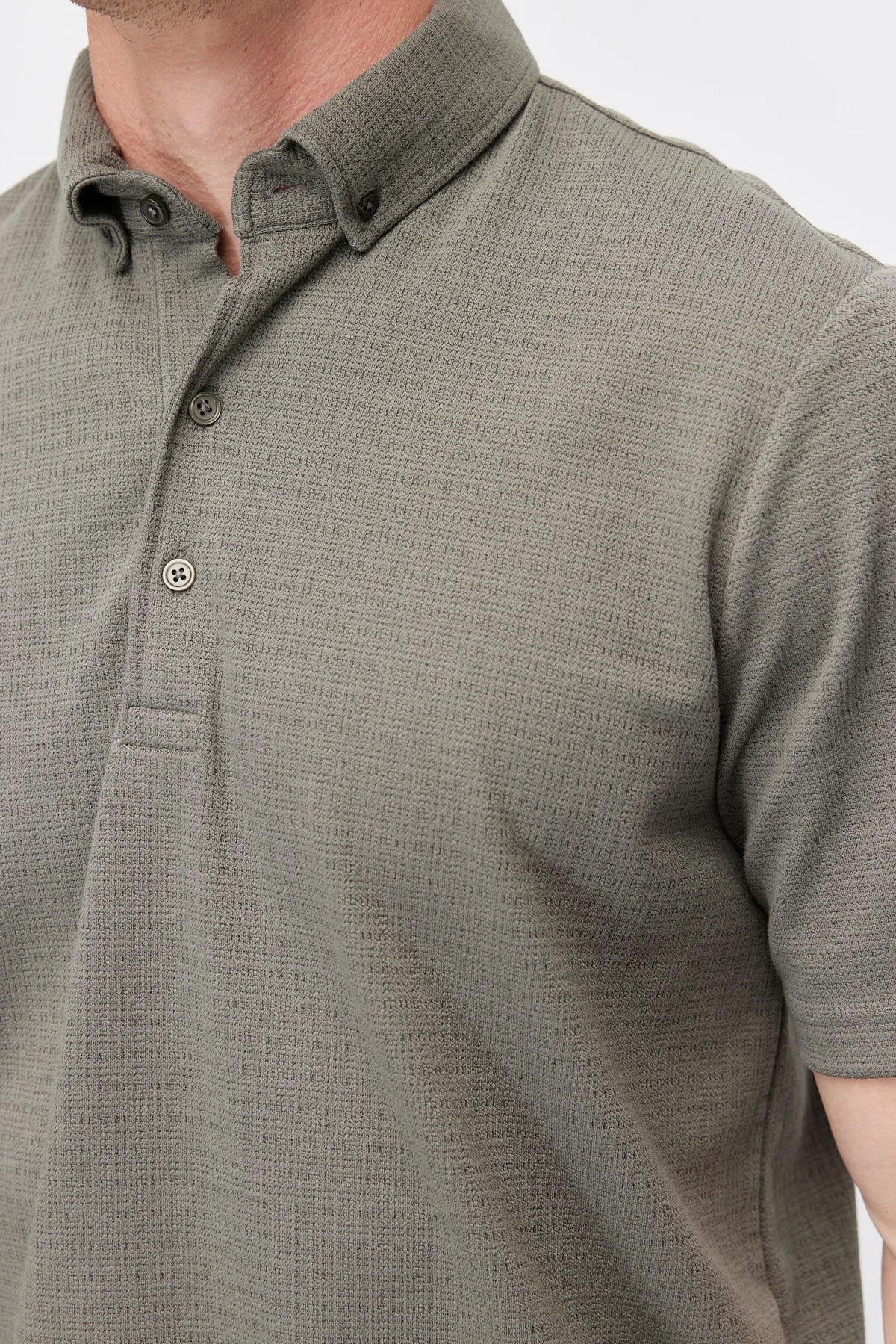 Men's Textured Polo Collar T-Shirt