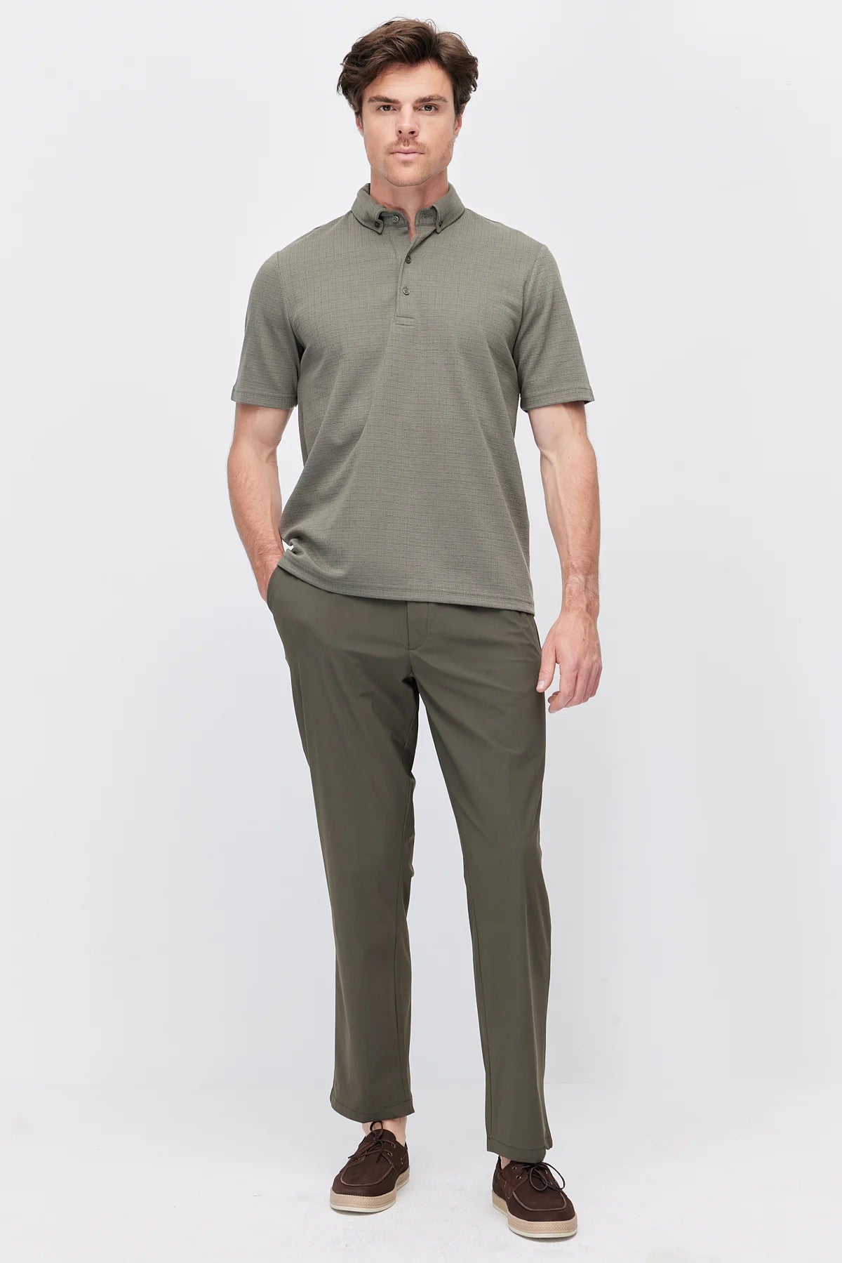 Men's Textured Polo Collar T-Shirt