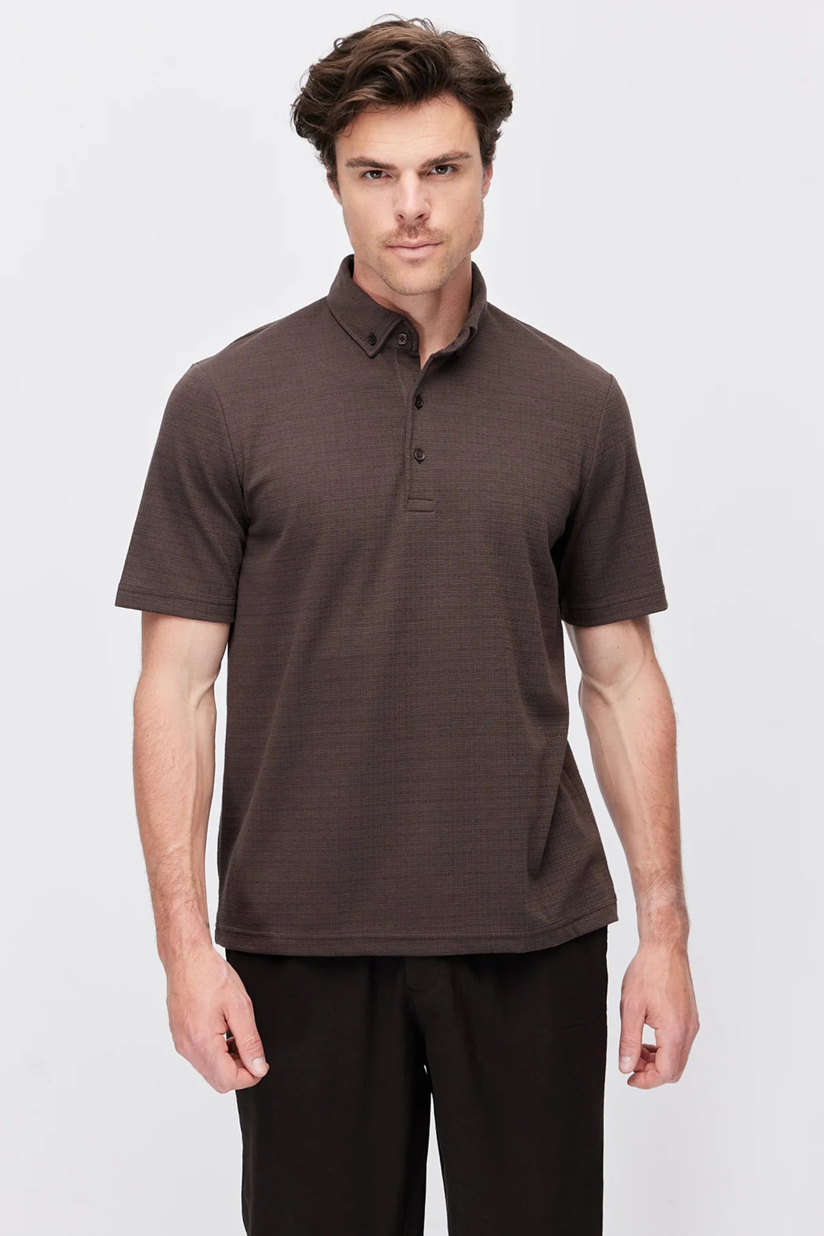 Men's Textured Polo Collar T-Shirt