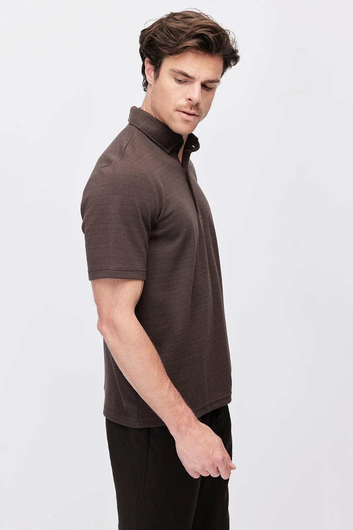 Men's Textured Polo Collar T-Shirt