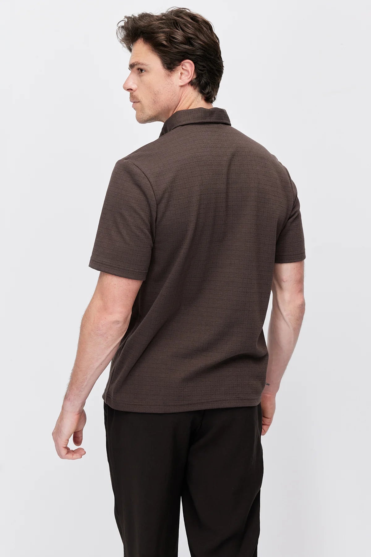 Men's Textured Polo Collar T-Shirt