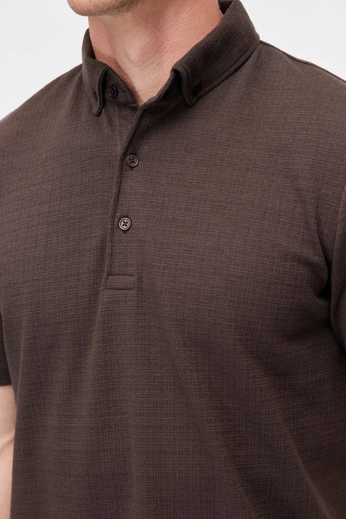 Men's Textured Polo Collar T-Shirt