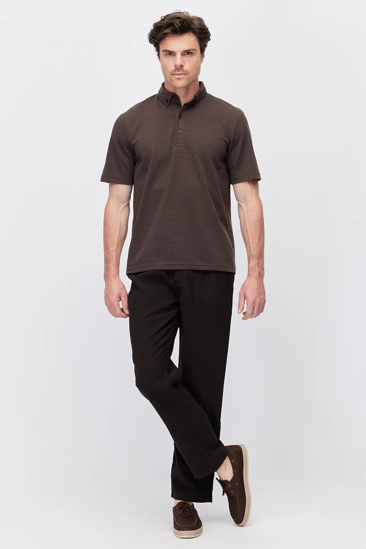 Men's Textured Polo Collar T-Shirt