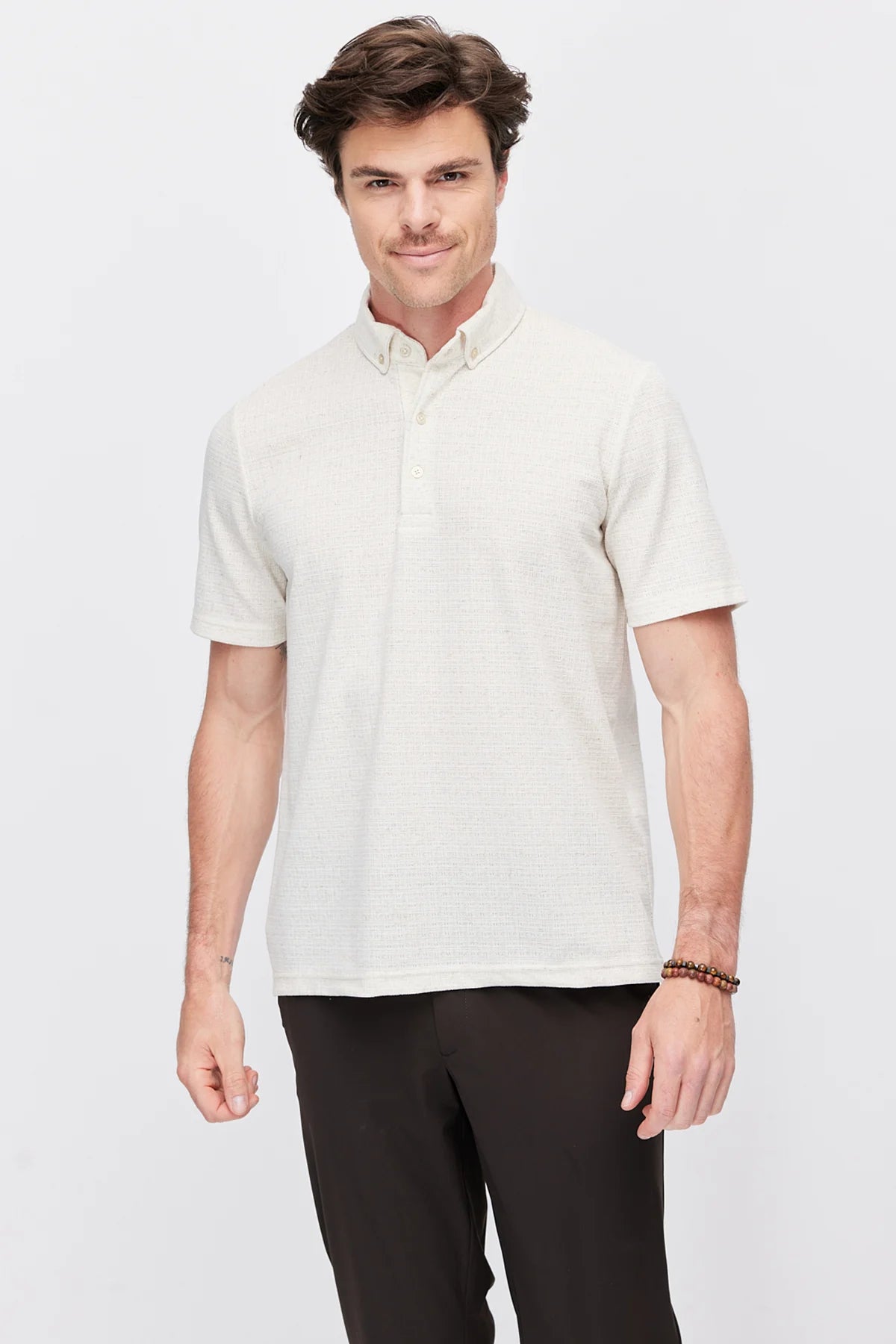 Men's Textured Polo Collar T-Shirt
