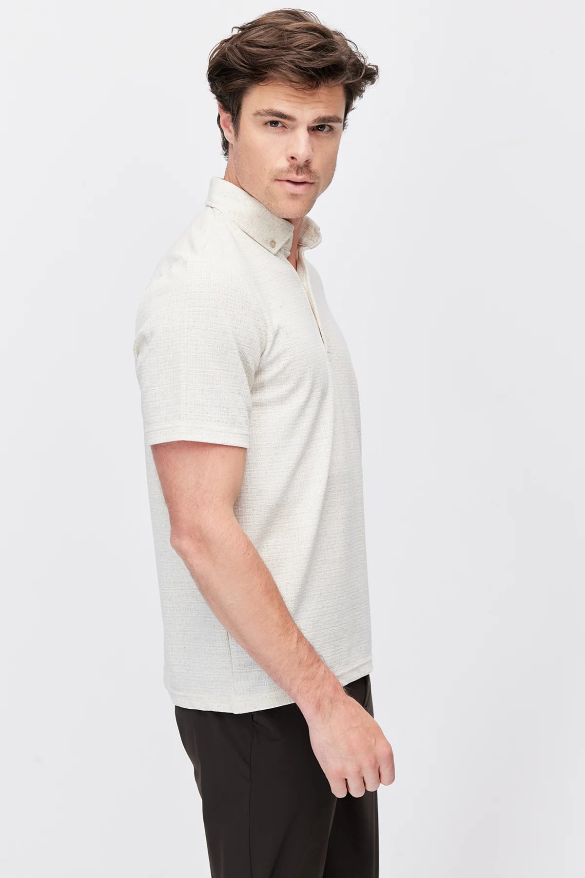 Men's Textured Polo Collar T-Shirt