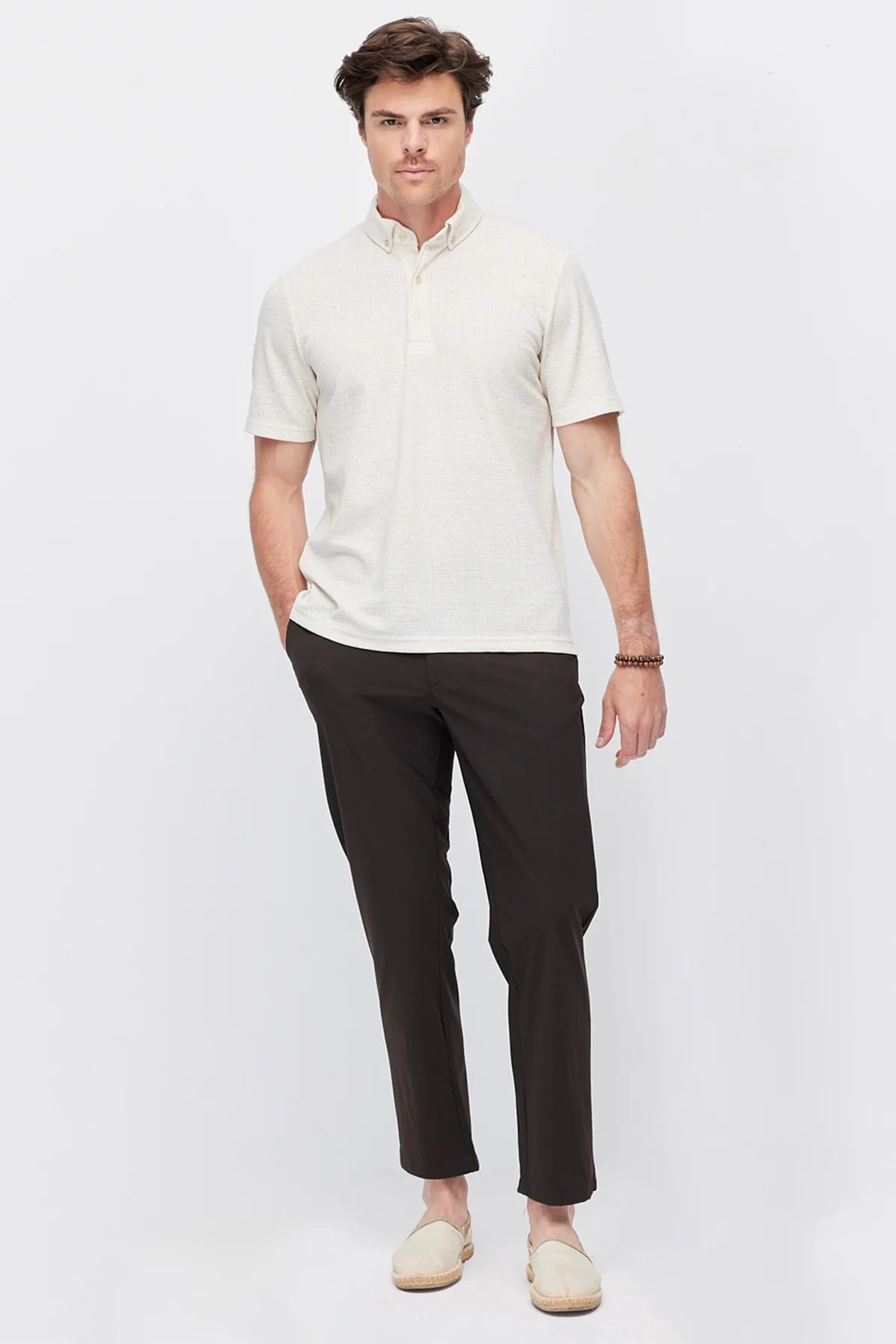 Men's Textured Polo Collar T-Shirt