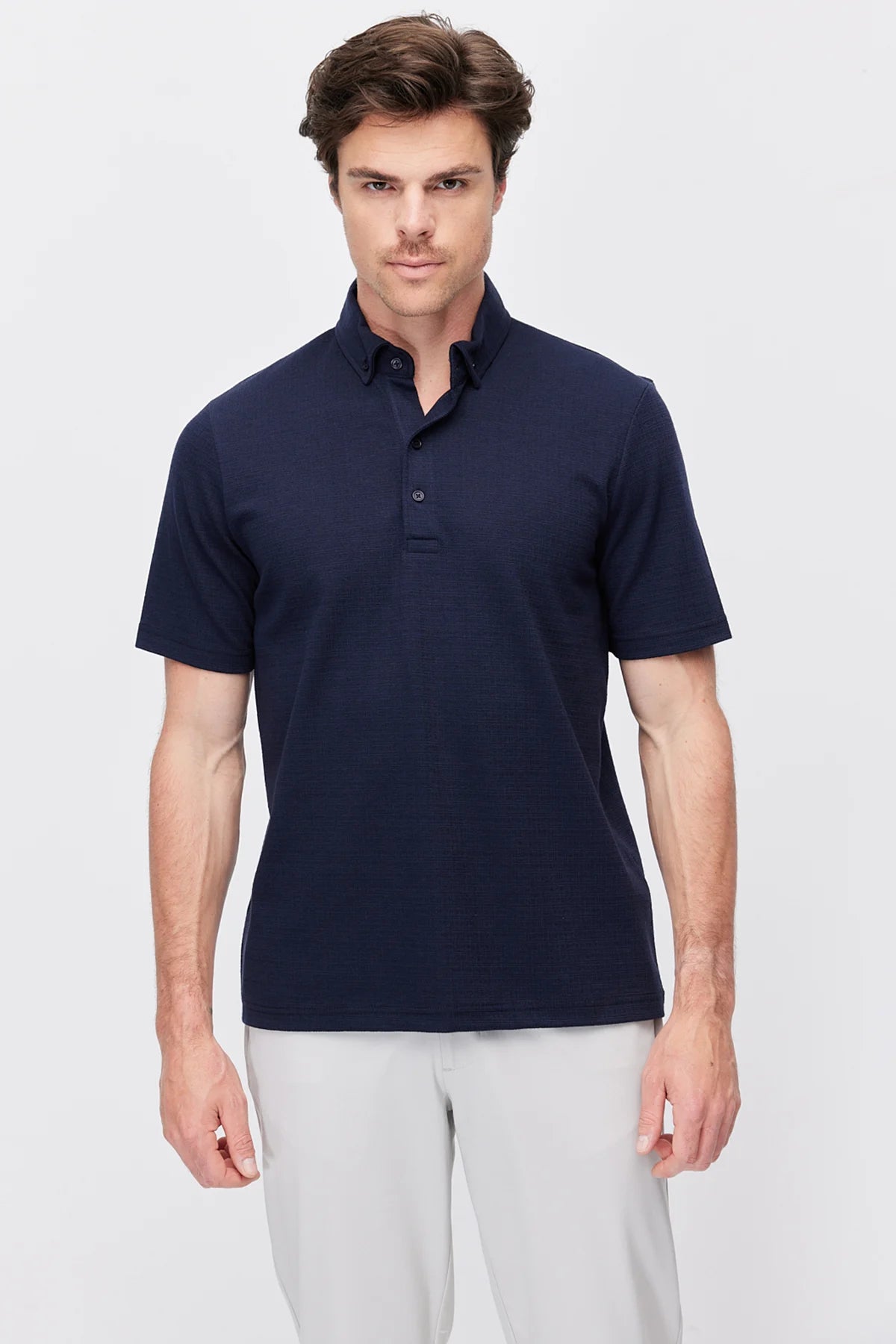 Men's Textured Polo Collar T-Shirt
