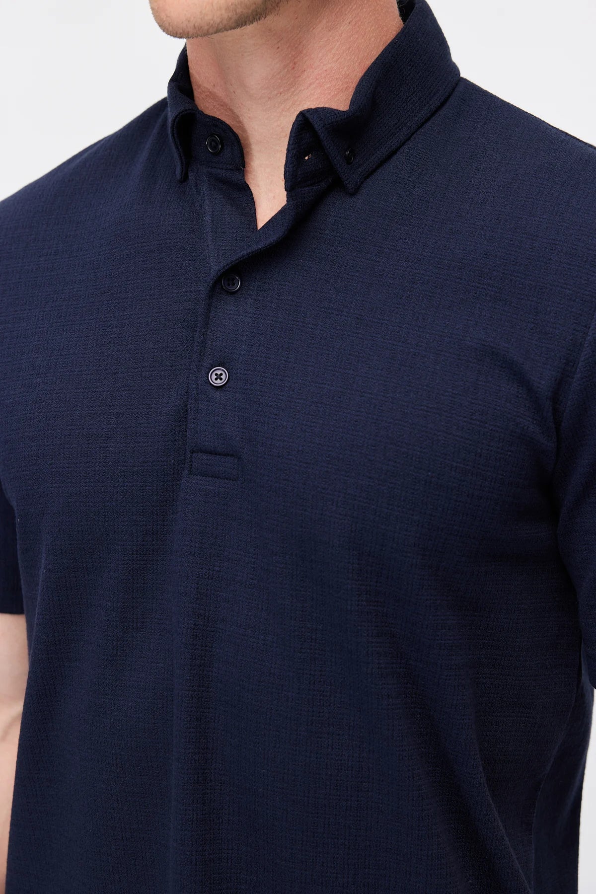 Men's Textured Polo Collar T-Shirt